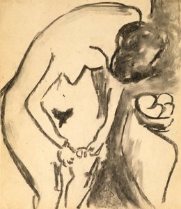 Akt, 1909 (szén és faszén mosás papíron)